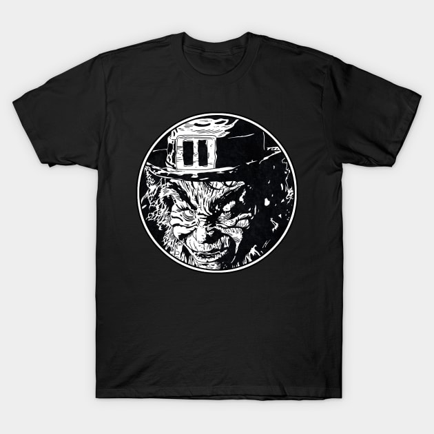 LEPRECHAUN (Circle Black and White) T-Shirt by Famous Weirdos